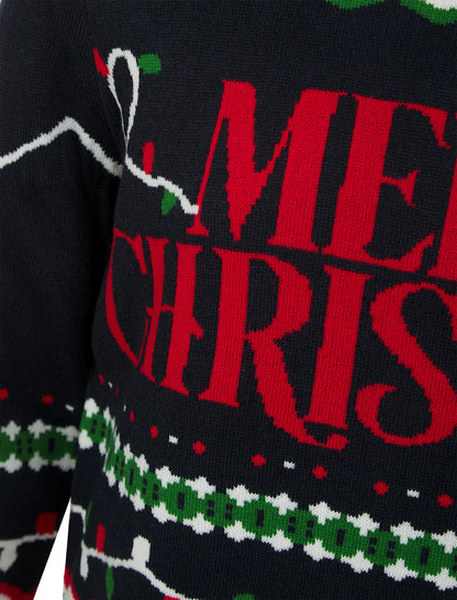 Christmas Xmas Wrapping Paper Pattern Novelty Mens Jumper - Ink