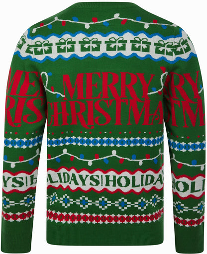 Christmas Xmas Wrapping Paper Pattern Novelty Mens Jumper - Green
