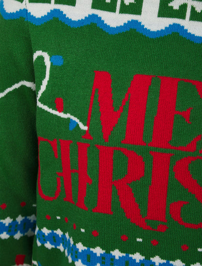 Christmas Xmas Wrapping Paper Pattern Novelty Mens Jumper - Green