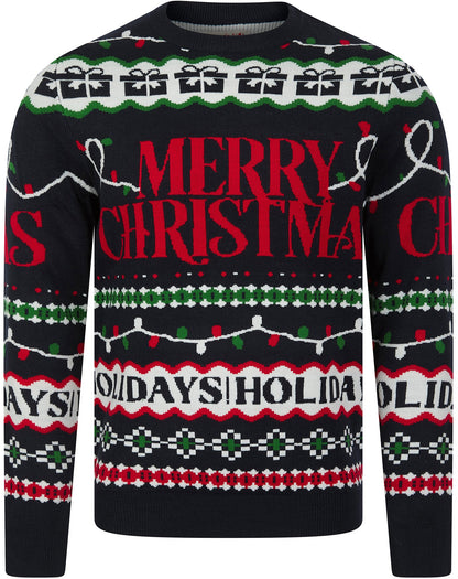 Christmas Xmas Wrapping Paper Pattern Novelty Mens Jumper - Ink
