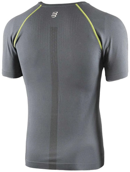 Compressport Born To SwimBikeRun Short Sleeve Mens Running Top - Grey