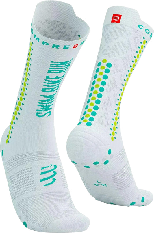 Compressport Pro Racing Swim Bike Run Cycling Socks - White