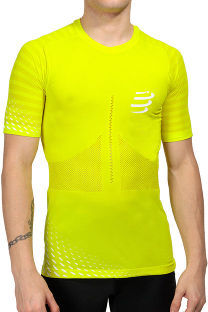 Compressport Racing Short Sleeve Mens Running Top - Yellow