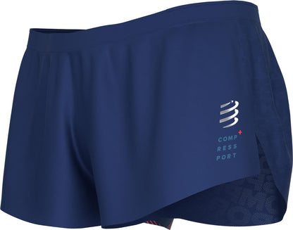 Compressport Racing Mens Split Running Shorts - Blue