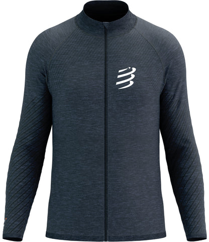 Compressport Seamless Full Zip Long Sleeve Mens Running Top - Blue