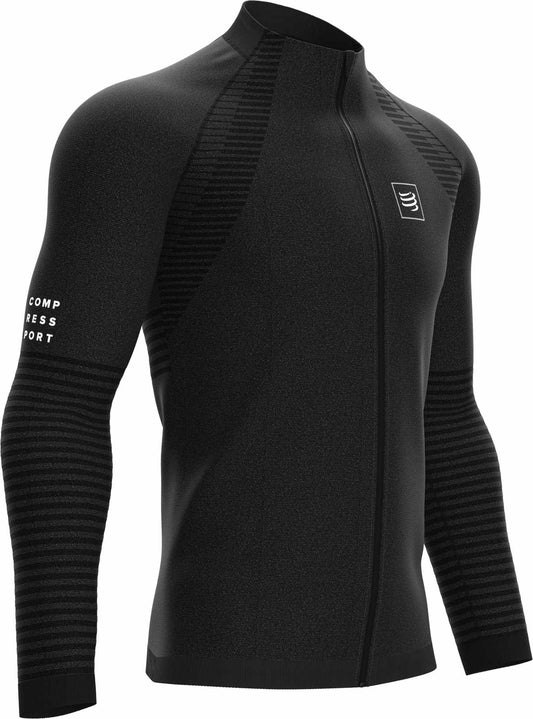 Compressport Seamless Full Zip Long Sleeve Mens Sweatshirt - Black