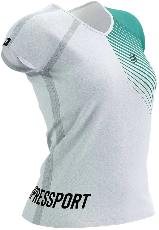 Compressport SwimBikeRun 2023 Short Sleeve Womens Running Top - White
