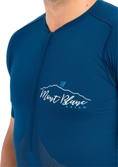 Compressport Trail Mont Blanc Half Zip Short Sleeve Mens Running Top - Blue