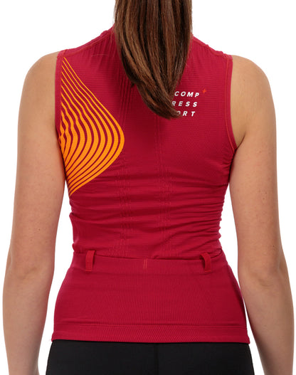 Compressport Trail Postural Half Zip Womens Running Vest Tank Top - Red