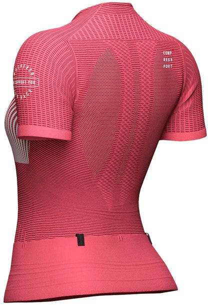 Compressport Trail Postural Half Zip Short Sleeve Womens Running Top - Pink