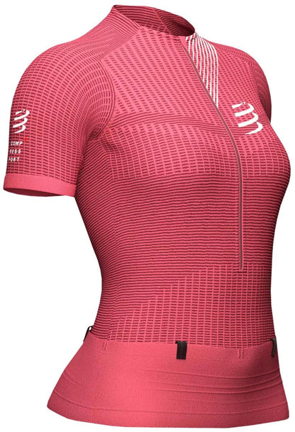 Compressport Trail Postural Half Zip Short Sleeve Womens Running Top - Pink
