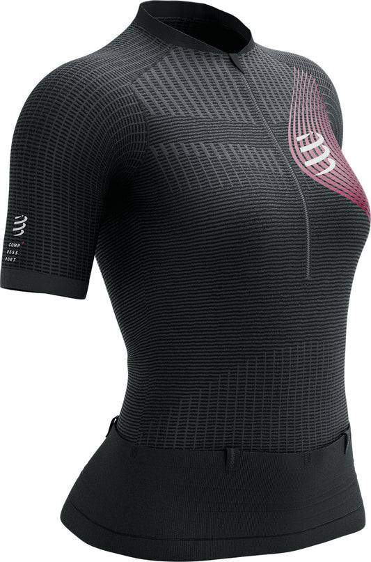 Compressport Trail Postural Half Zip Short Sleeve Womens Running Top - Black