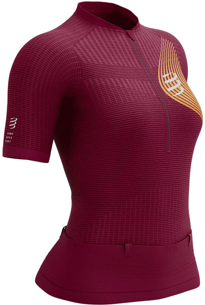 Compressport Trail Postural Half Zip Short Sleeve Womens Running Top - Red