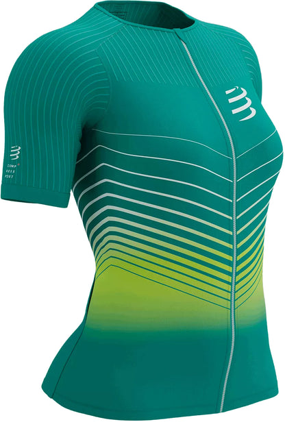 Compressport Tri Postural Aero Short Sleeve Womens Cycling Jersey - Green
