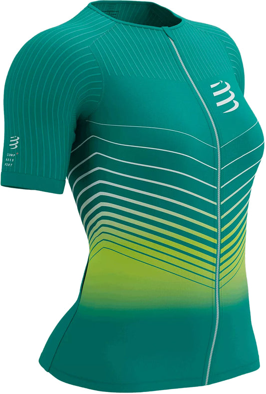 Compressport Tri Postural Aero Short Sleeve Womens Cycling Jersey - Green