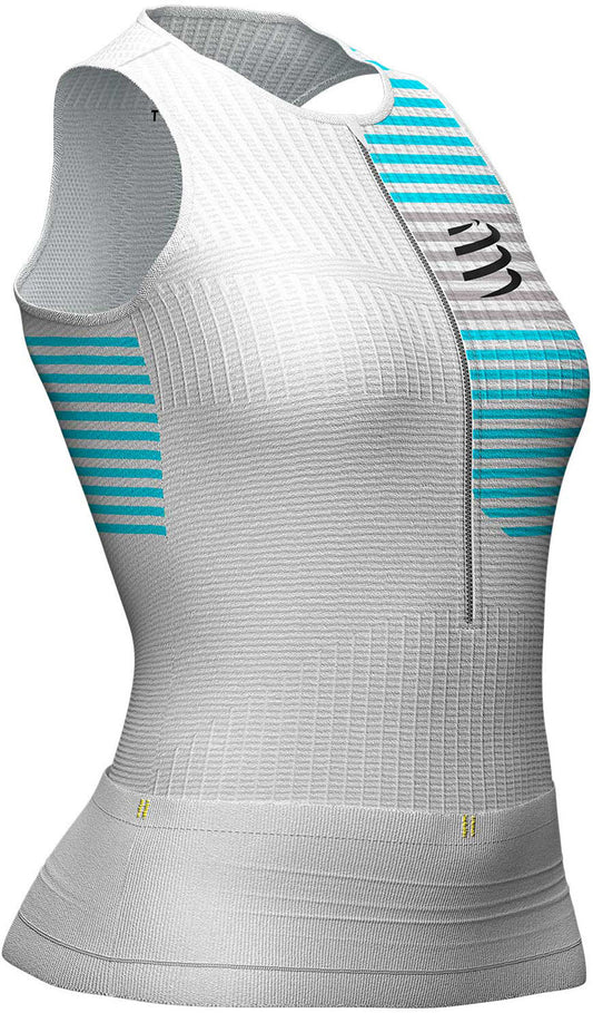 Compressport Tri Postural Half Zip Womens Running Vest Tank Top - White