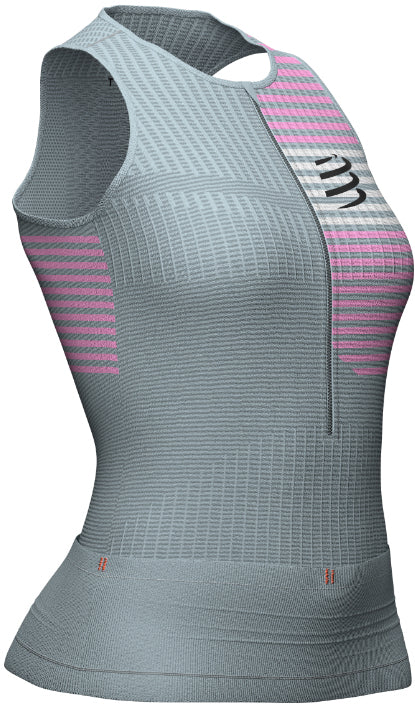 Compressport Tri Portural Half Zip Womens Running Vest Tank Top - Grey