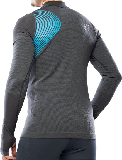 Compressport Winter Trail Postural Half Zip Long Sleeve Mens Running Top - Grey