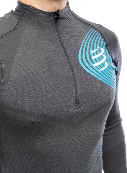 Compressport Winter Trail Postural Half Zip Long Sleeve Mens Running Top - Grey