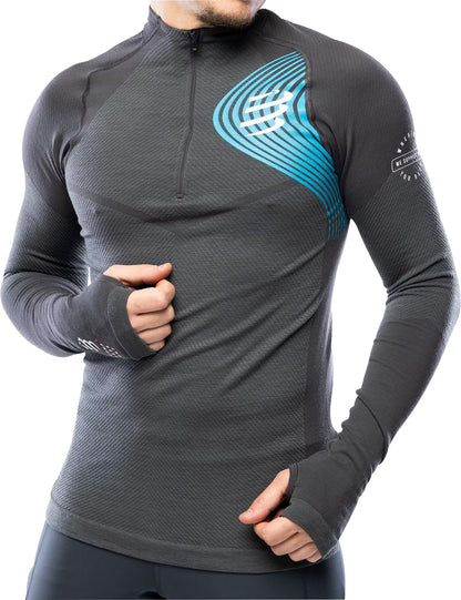Compressport Winter Trail Postural Half Zip Long Sleeve Mens Running Top - Grey