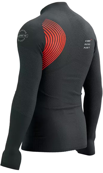 Compressport Winter Trail Postural Half Zip Long Sleeve Mens Running Top - Black