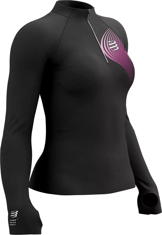 Compressport Winter Trail Postural Half Zip Long Sleeve Womens Running Top - Grey