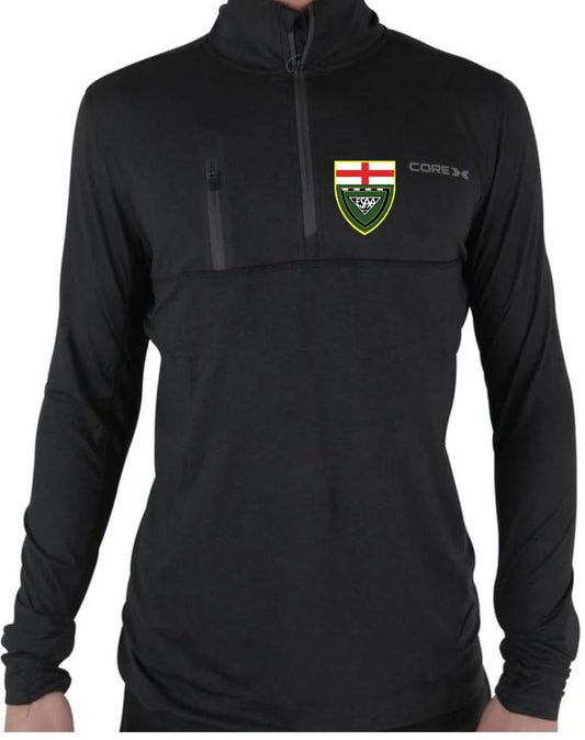 CoreX Fitness ESAA Half Zip Long Sleeve Mens Running Top - Black