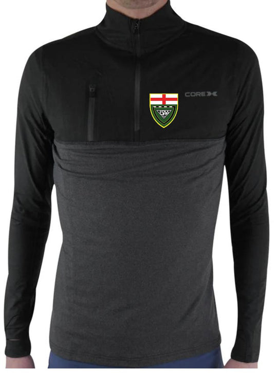 CoreX Fitness ESAA Half Zip Long Sleeve Mens Running Top - Black