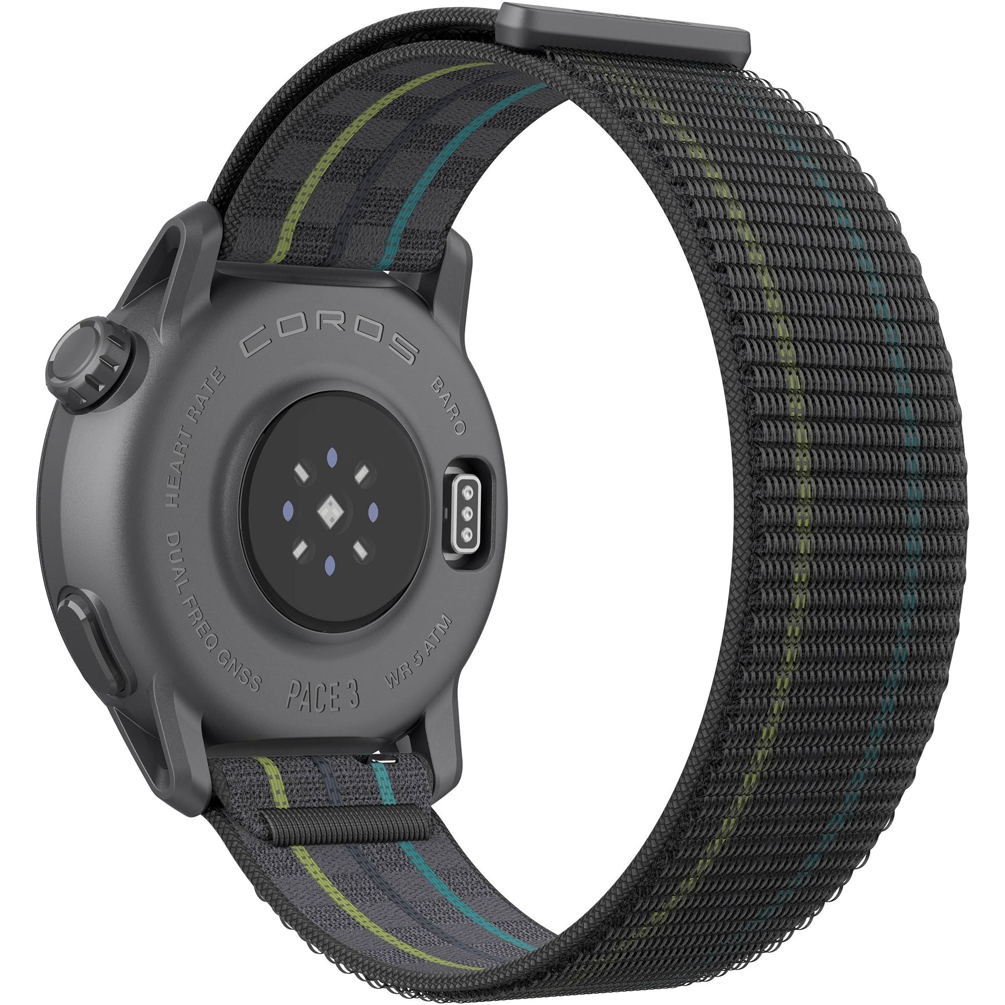 Coros Pace 3 Premium Nylon Strap GPS Watch Black Start Fitness