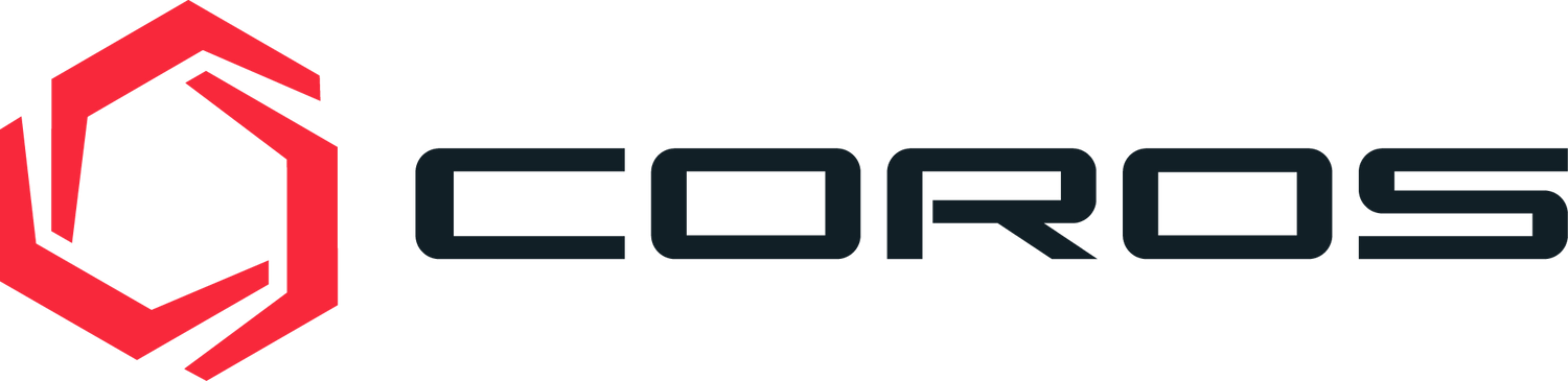 Coros Brand logo red icon black text 