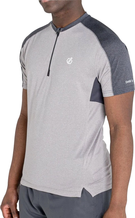 Dare2B Aces II Half Zip Short Sleeve Mens Training Top - Grey