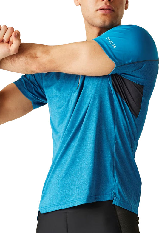 Dare2B Aces II Half Zip Short Sleeve Mens Training Top - Blue