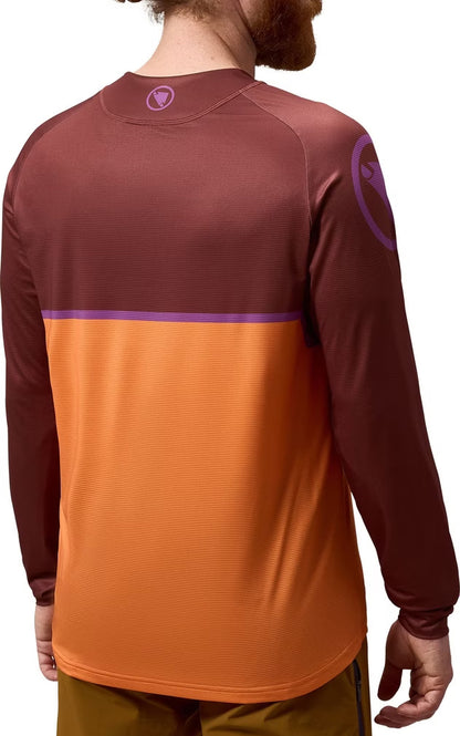 Endura Core Printed Long Sleeve Mens Cycling Jersey - Orange