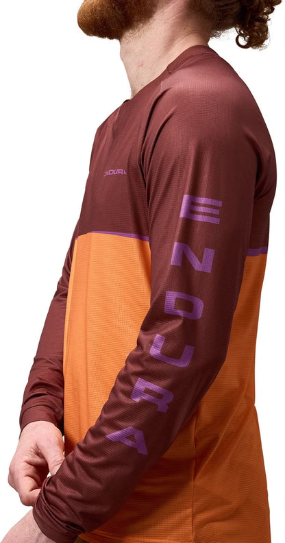 Endura Core Printed Long Sleeve Mens Cycling Jersey - Orange