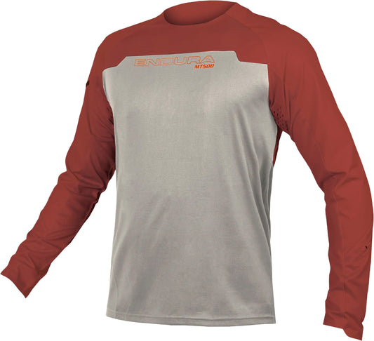 Endura MT500 Burner Mens Long Sleeve Cycling Jersey - Brick Red