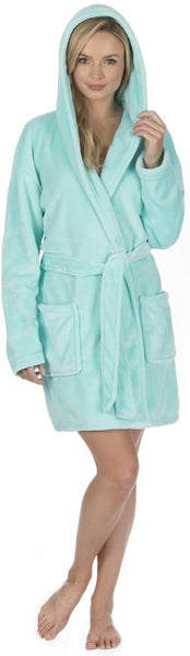 slim fit dress slacks OLIVIA ROCCO Womens Sage Green Fleece Touch Hooded Robe Extra Long