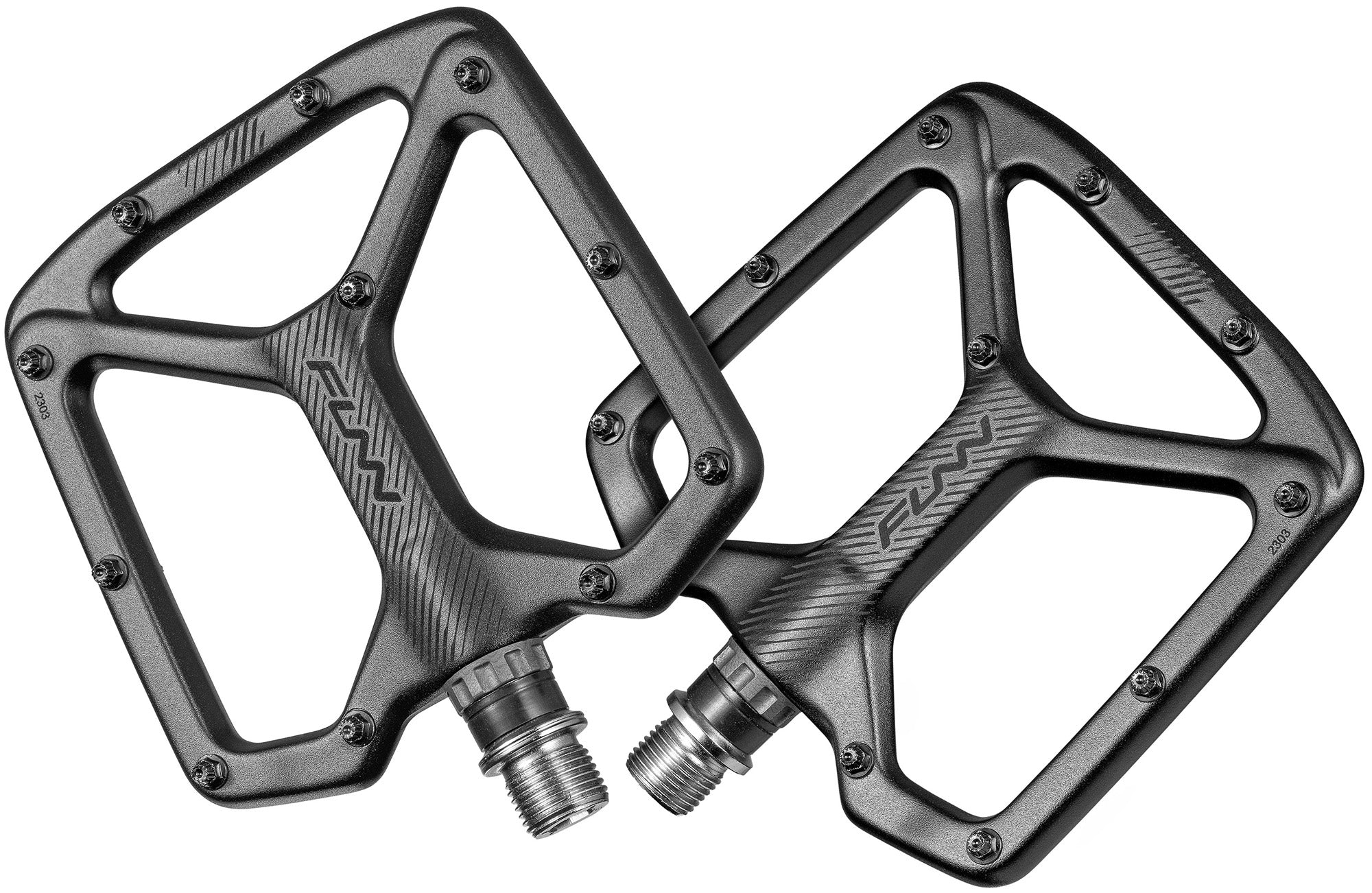 Funn Python 2 Alloy Flat Pedals Long Pins Black Start Fitness