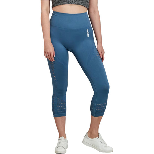 Gymshark Energy Seamless Womens Cropped Training Tights - Blue