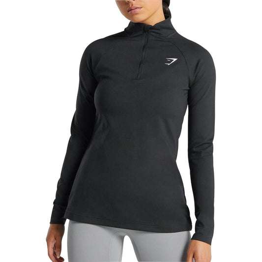 Gymshark Half Zip Long Sleeve Womens Training Top - Black