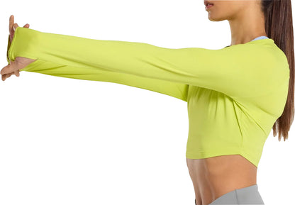Gymshark Long Sleeve Womens Training Crop Top - Yellow