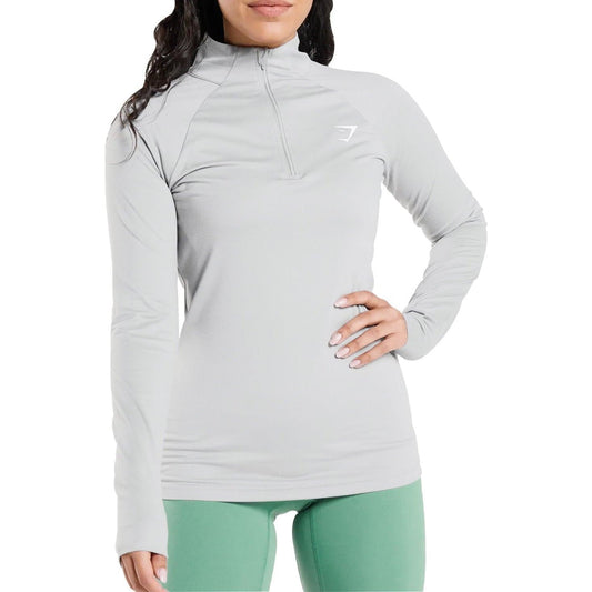 Gymshark Half Zip Long Sleeve Womens Training Top - Grey