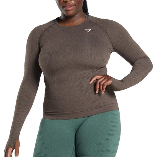Gymshark Vital Seamless 2.0 Long Sleeve Womens Training Top - Brown