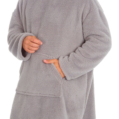 Huggable Hoodie Fleece Oversized Mens Blanket Hoody - Grey