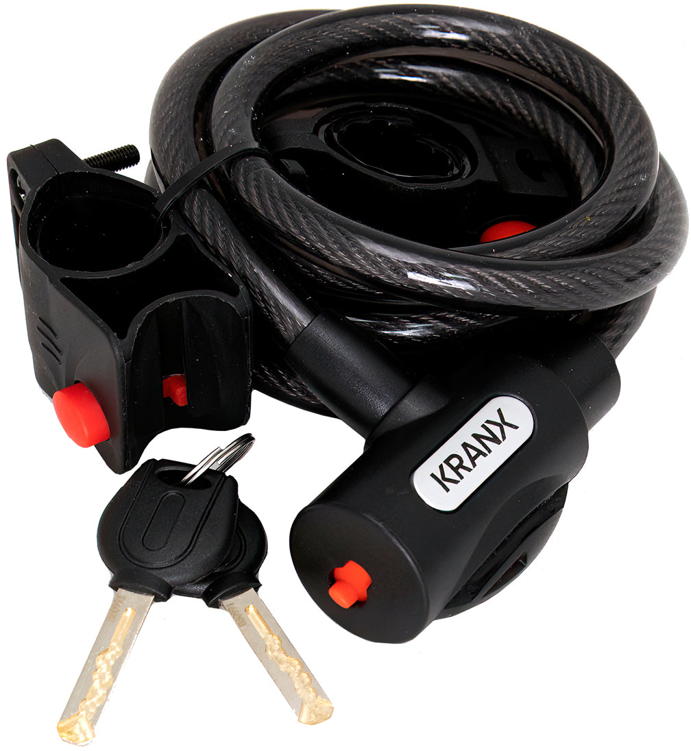 KranX Garrison 12mm x 1800mm Key Cable Lock - Black – Start Fitness