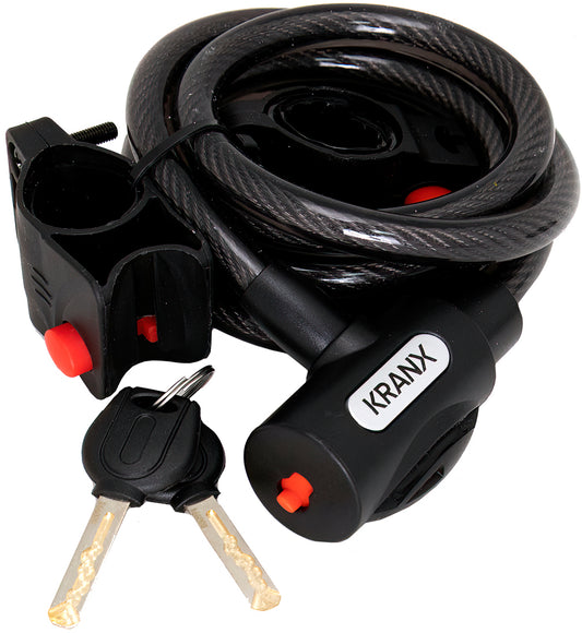 KranX Garrison 12mm x 1800mm Key Cable Lock - Black
