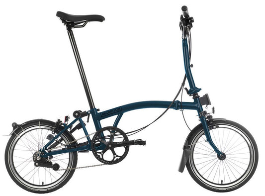 Brompton C Line M 6-Speed Black Edition Folding Bike - Ocean Blue