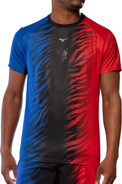 Mizuno DryAeroFlow Graphic Short Sleeve Mens Running Top - Blue