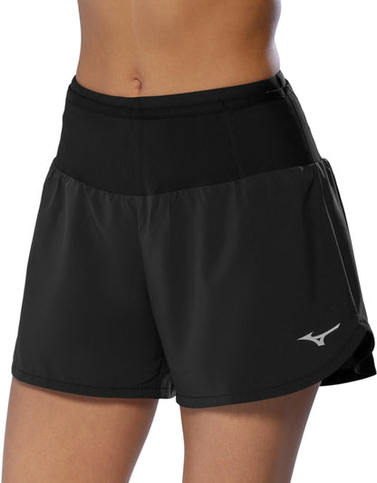 Mizuno Multi Pocket Womens Running Shorts - Black