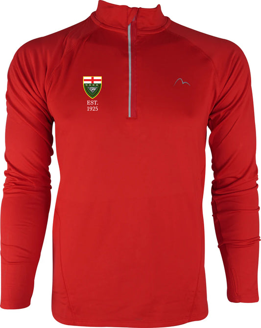 More Mile Vivid ESAA Half Zip Long Sleeve Mens Running Top - Red