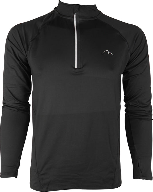 More Mile Vivid Half Zip Long Sleeve Mens Running Top - Black